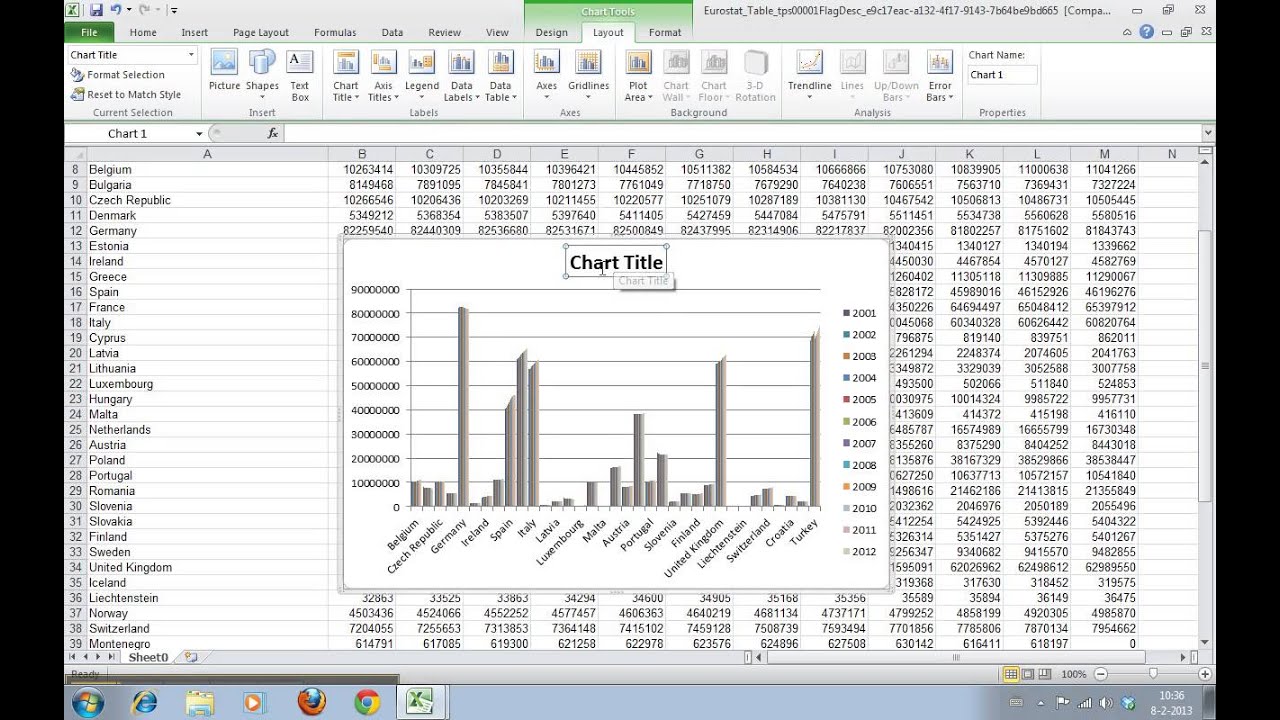 How to add chart titles and axis titles in Excel 2010 - YouTube