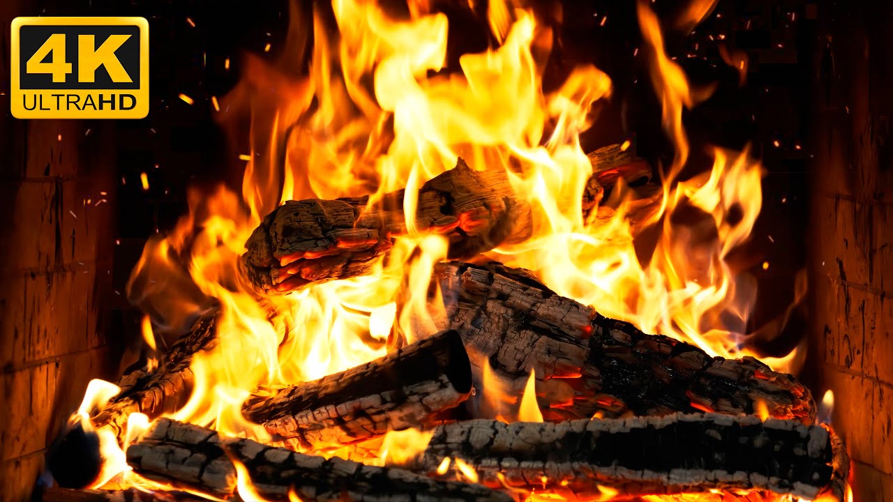 🔥 Wood-Burning Fireplace with Real Wood Fire with Authentic Crackles to Calm Your Mind Before Sleep
