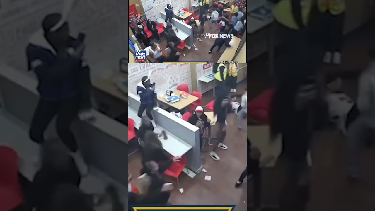 WATCH: Violent brawl ERUPTS inside NJ Domino's #shorts #foxnews #news #viral