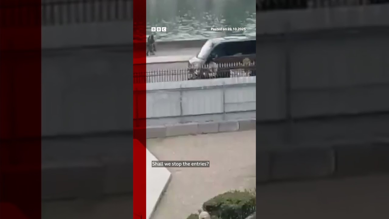 Video has emerged appearing to show the alleged Louvre thieves making their escape. Louvre BBCNews