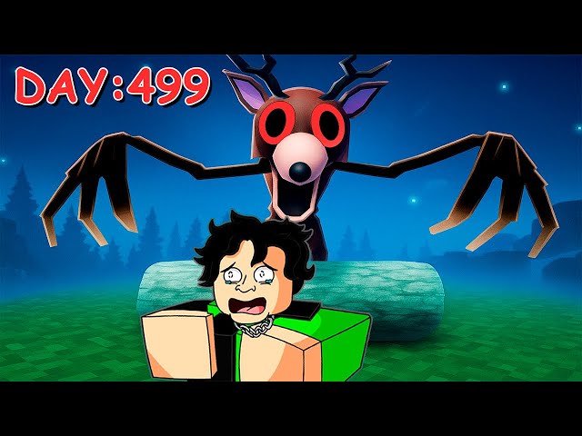 PASSEI 500 NOITES NA FLORESTA NO ROBLOX