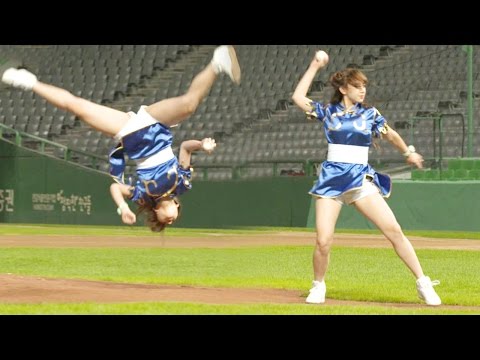WJSN Cheng Xiao's Tumbling First Pitch!|우주소녀 성소 '공중 360도 회전' 시구 @내일은 시구왕 2부 20160914