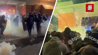 Police disperse anti-ICE protestors swarming outside Portland ICE facility