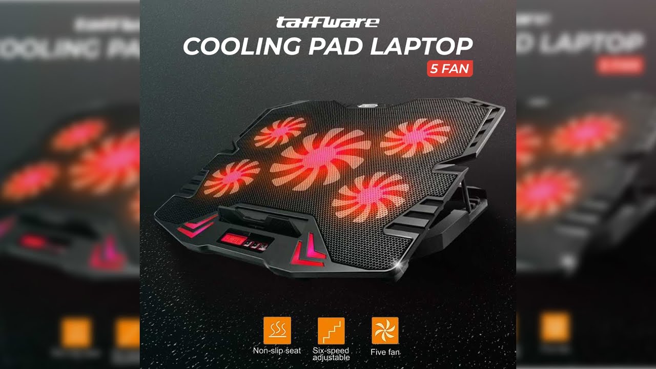 Pratinjau video produk Taffware FAN Cooling Pad Laptop Gaming Kipas Pendingin 5 Fan 17 Inch - K5