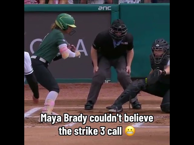 Maya Brady was shocked after this strike 3 call 😅