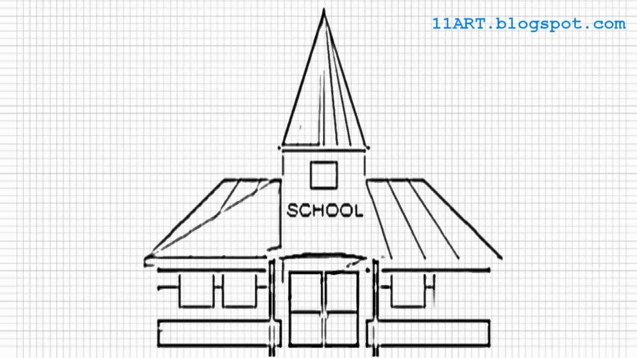 How To draw a School - Easy Drawing For Kids - YouTube
