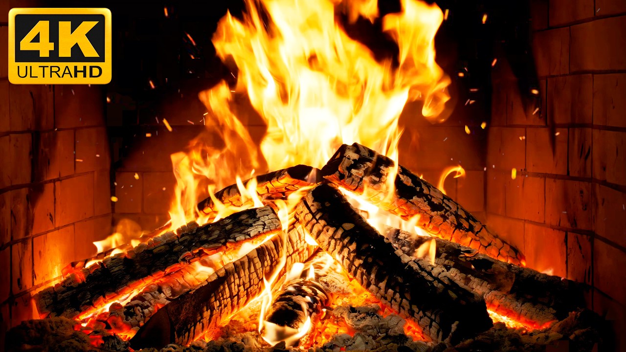 🔥 SMOLDERING LOG FIREPLACE with FROSTY NIGHT AMBIENCE and CRACKLING FIRE for EMOTIONAL BALANCE