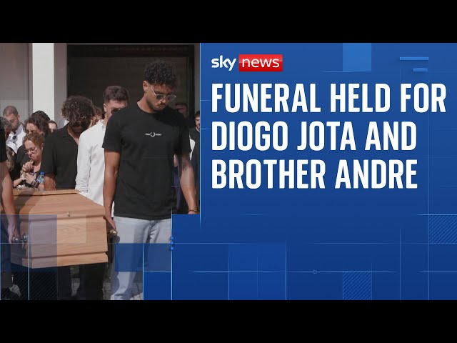 Diogo Jota's family and Liverpool players attend funeral in Portugal