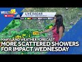 Impact weather: Scattered showers continue, breezy and chilly day