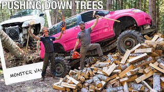Logging With A Monster Truck Mini Van!