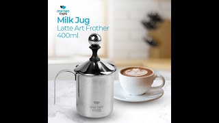 Pratinjau video produk One Two Cups Gelas Kopi Milk Jug Latte Art Frother 400ml - WZ0011