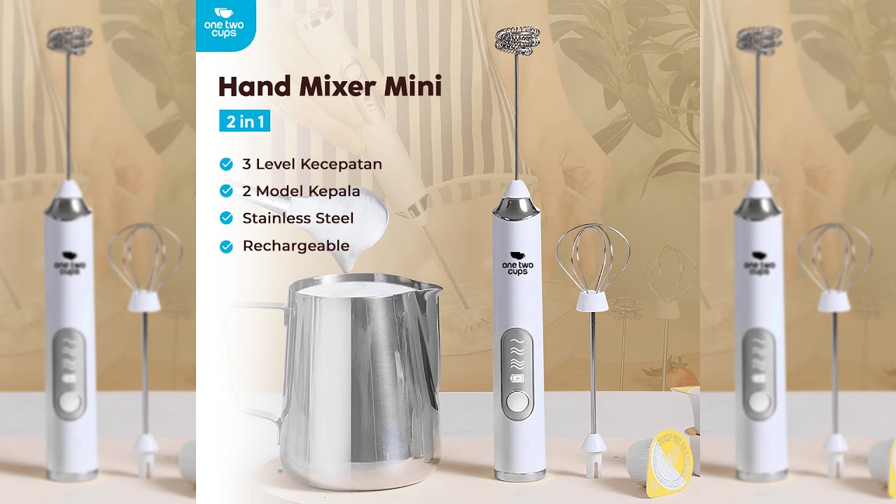 Pratinjau video produk One Two Cups Hand Mixer Mini 2in1 Pengocok Telur Whisk Milk Frother - HM23