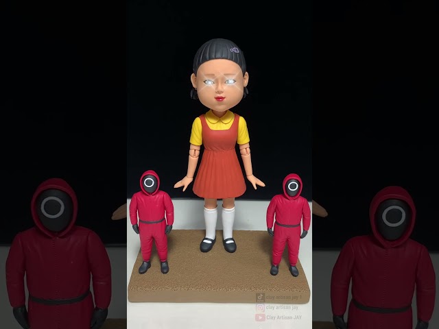 Squid Game in Clay! My Handmade Bobbleheads Face the Deadly Doll!