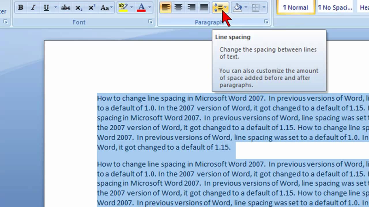 how-to-change-line-spacing-in-microsoft-word-2007-youtube