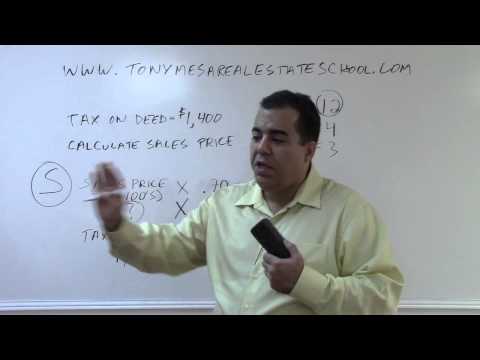 Florida Real Estate Exam Prep Math 13: Calculating Sales Price from Tax on Deed