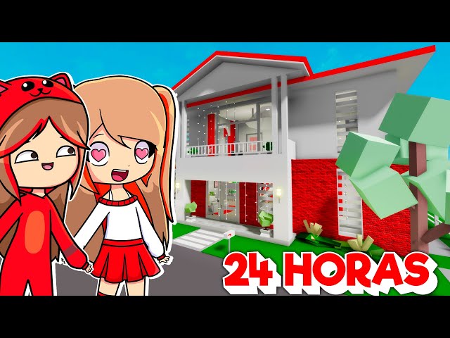 24 HORAS en un MUNDO ROJO en Brookhaven Roblox con Mandarina