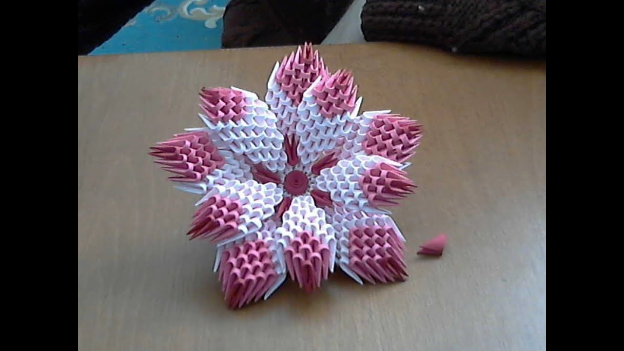 How to make 3d origami flower (model1) YouTube