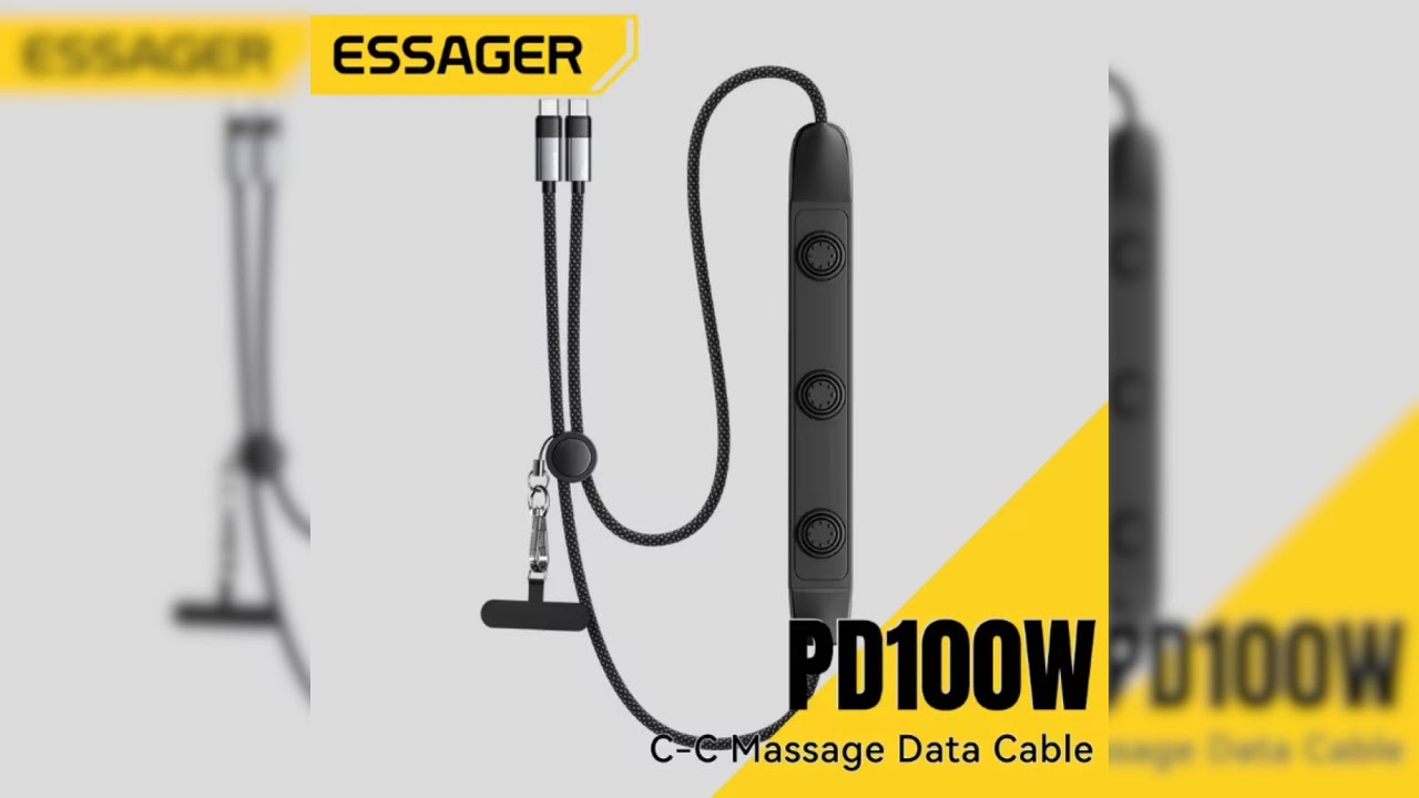 ESSAGER Kabel Data USB Type C Pijat Massager Fast Charging 100W 1.5M - EX-X72 Pratinjau video produk ESSAGER Kabel Data USB Type C Pijat Massager Fast Charging 100W 1.5M - EX-X72