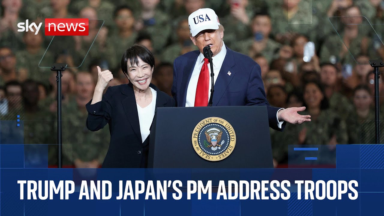 Donald Trump visits US troops on his Japan trip