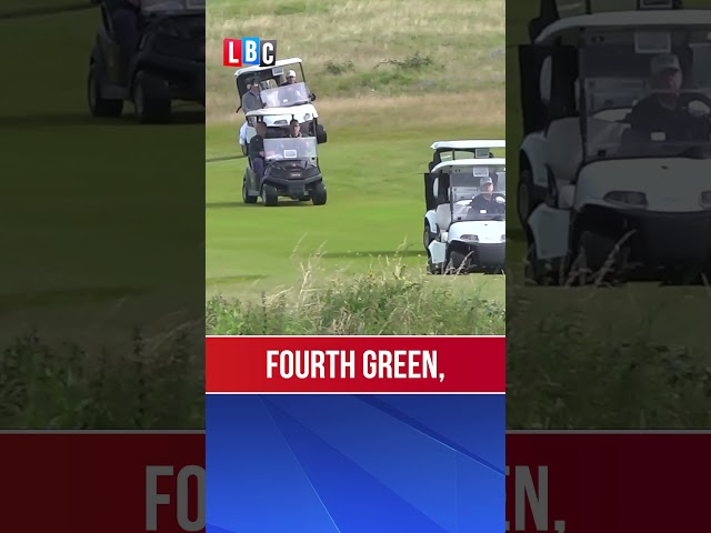 Trump hooks his golf buggy up to loudspeakers