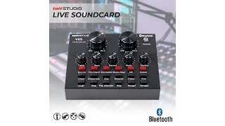 TaffSTUDIO Bluetooth Audio USB External Soundcard Live Broadcast Microphone Headset - V8S - Black - 1