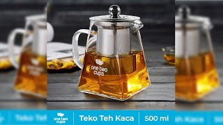 Pratinjau video produk One Two Cups Teko Teh Kaca Saringan Tahan Panas Api Infuser Teapot 750ml - TP-761