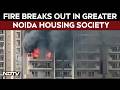 Fire Viral Video | Fire Breaks Out in Greater Noida Housing Society, Major Tragedy Averted