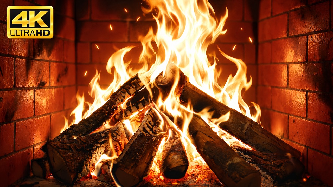 🔥 Cozy FIREPLACE Retreat (NO MUSIC) – Steady Firelight and Natural Crackles for Deep Relaxation