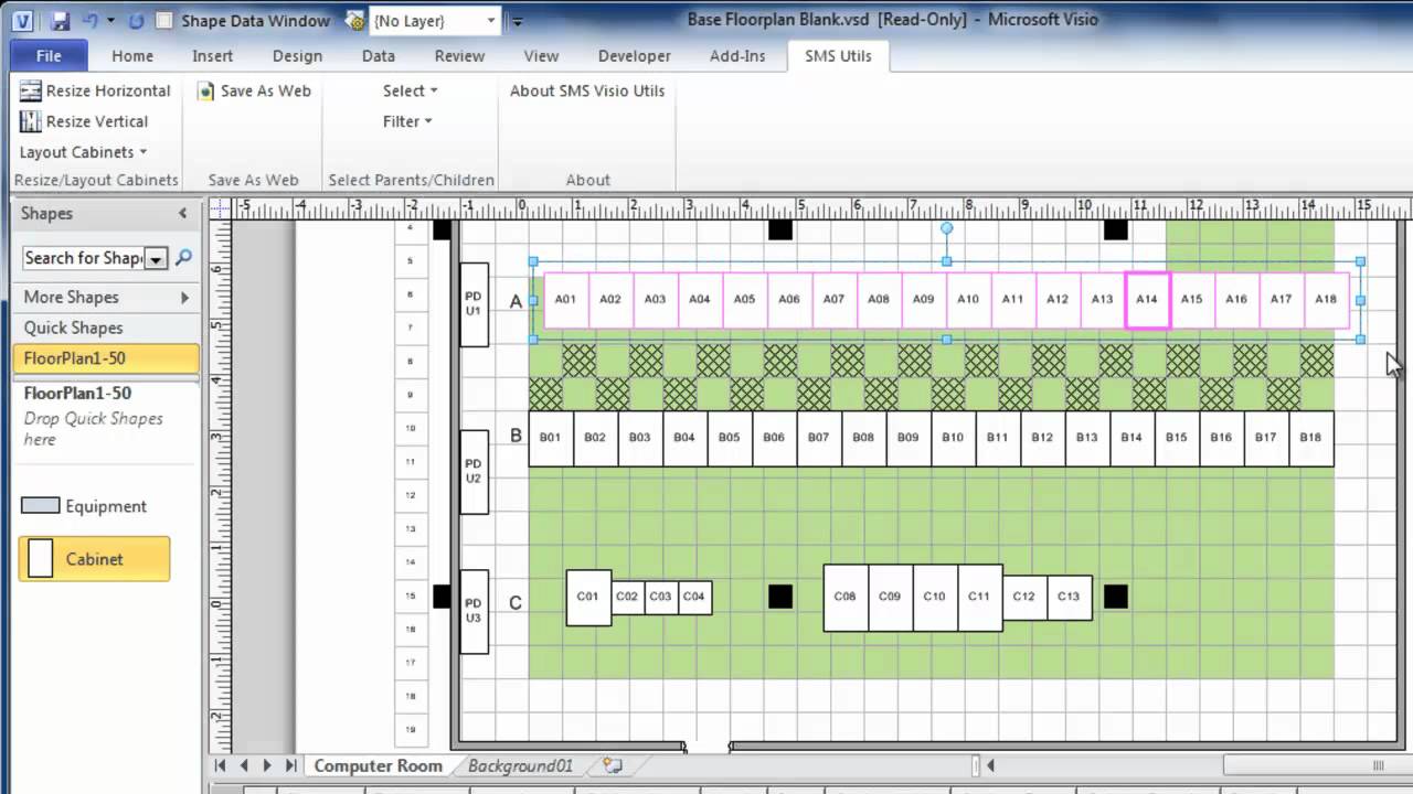 Using Visio to draw data center floor plans quickly and