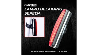 Pratinjau video produk TaffLED Lampu Belakang Sepeda Rechargeable 500mAh LED COB 26 Chip - RPL-2266