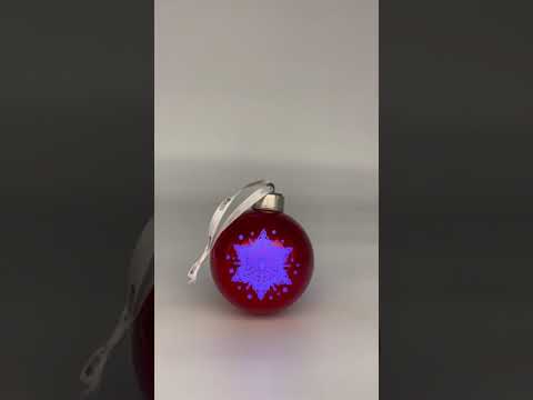 Шар Красная Снежинка со светодиодной подсветкой 8x8x8см,стекло,87238