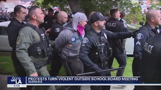 Protests turn violent outside school board meeting in Glendale