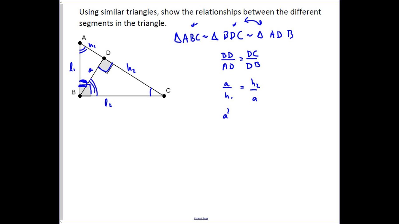 Altitude to the hypotenuse of a right triangle tutorial youtube