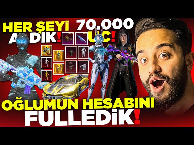 OĞLUMUN HESABINI 70.000 UC FULLEDİK! (AŞIRI ŞANSLI) PUBG Mobile