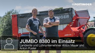 Landwirte und Lohnunternehmer Mayer und Puster zeigen JUMBO 8380 Ladewagen im Einsatz