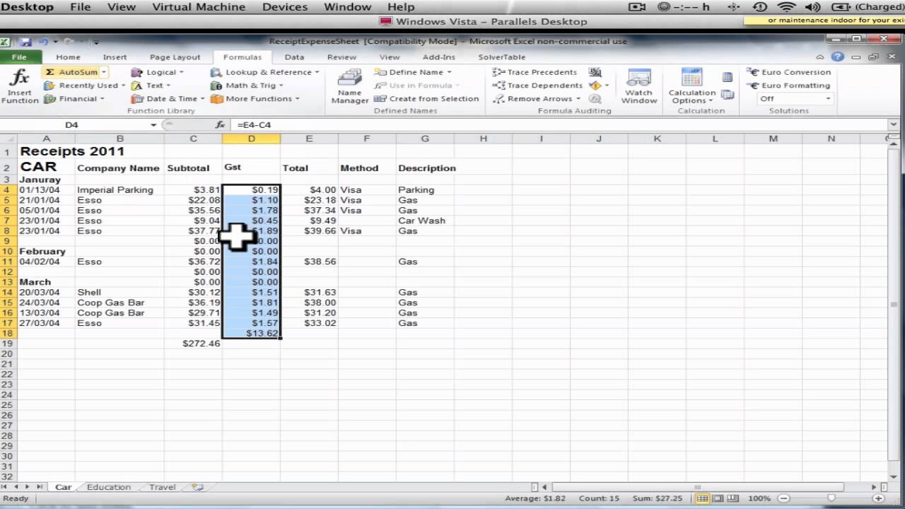 Business Tutorial How To Use Excel For Receipts YouTube