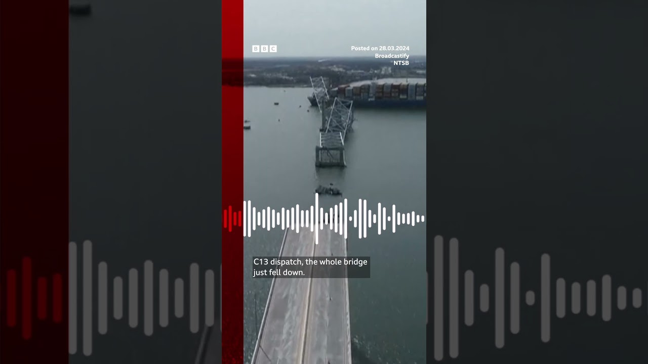 Audio captures Baltimore dispatchers' response to bridge collapse. #Shorts #Baltimore #BBCNews