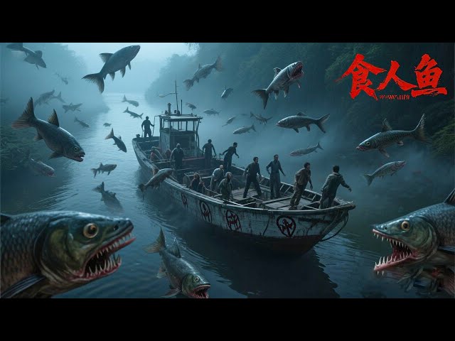【灾难电影】无数只食人鱼瞬间飞袭渔船，人类躲在船上惨遭袭击！【大蛇snake】|驚悚 灾难 |【电影派对】
