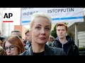 Widow of Alexei Navalny casts ballot in Berlin in Russian election