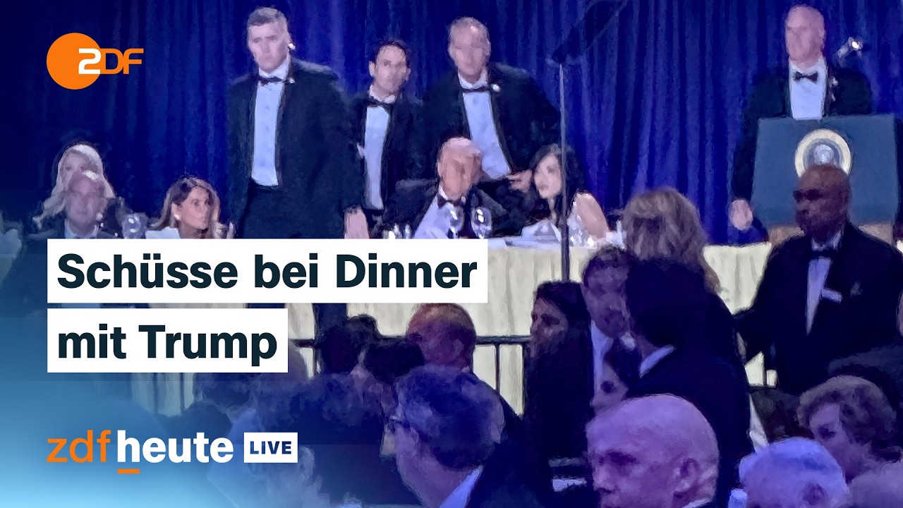 Schüsse bei Presse-Dinner mit Donald Trump – Sicherheitsbeamter angeschossen | ZDFheute Live
