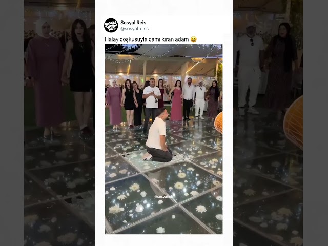 Halay coşkusuyla camı kıran adam 😄