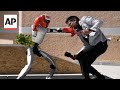 Humanoid robots display athletic skills at birthplace of the Olympics