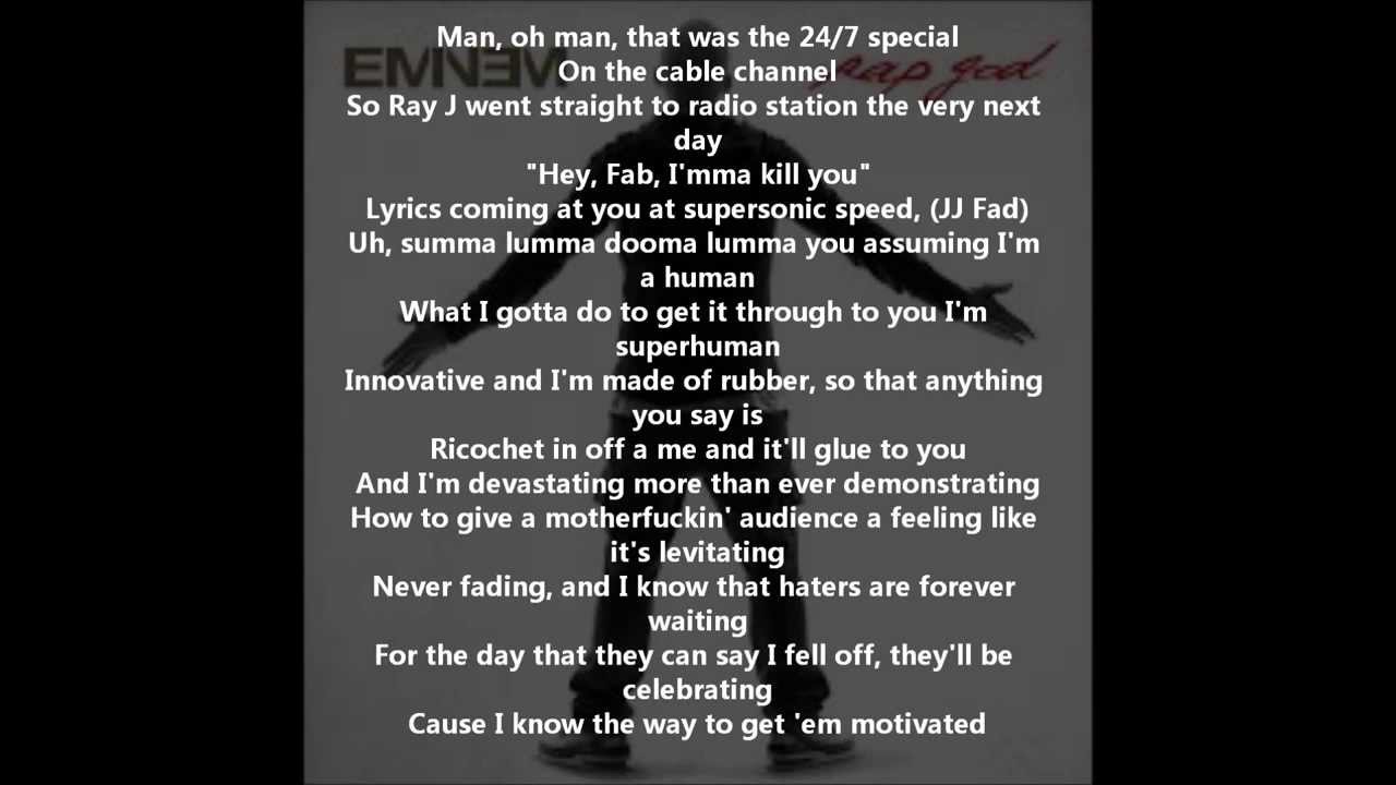 Eminem Rap God Fast Part Lyrics Youtube 