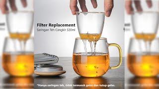 Pratinjau video produk One Two Cups Saringan Teh Filter Pengganti untuk Cangkir Teh Kaca 420ml - C2251