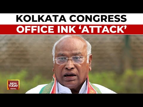 Congress Kolkata Headquarters Vandalism: Black Ink Smeared Over Kharge Poster | India Today News