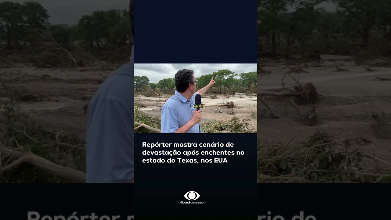 Repórter mostra cenário de destruição no Texas após enchentes shorts