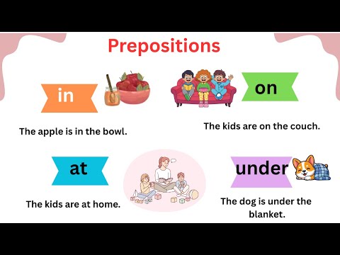 learn English Prepositions Easily / in, on, at, by, under, with example.