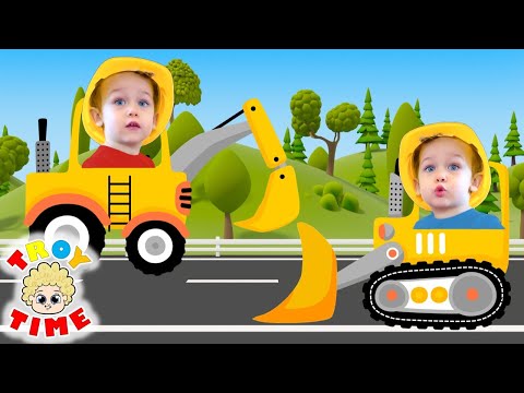 Construction Vehicles Play - Excavator & Bulldozer - Troy Time