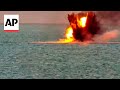 Russia shows footage of its forces destroying six sea drones in Black Sea
