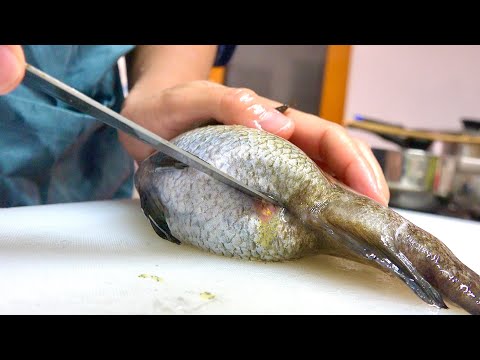 爆発寸前の魚の腹を包丁で刺してみたら。。